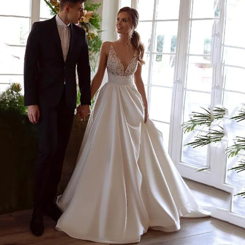 Robe en Satin et Dentelle