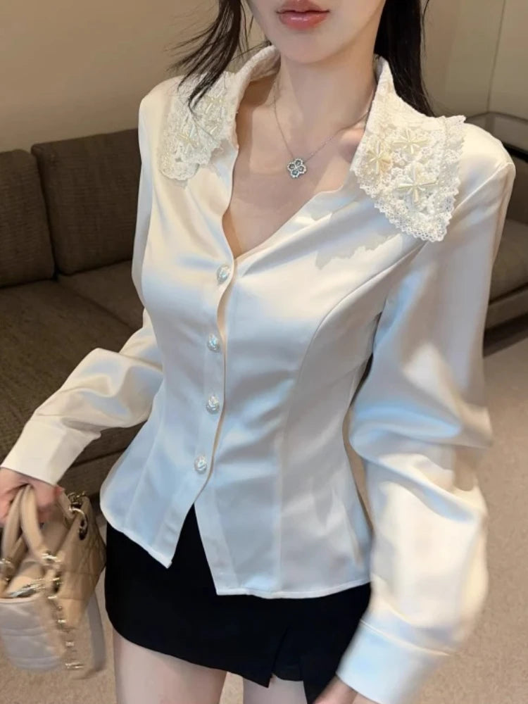 Chemise en Satin Blanche