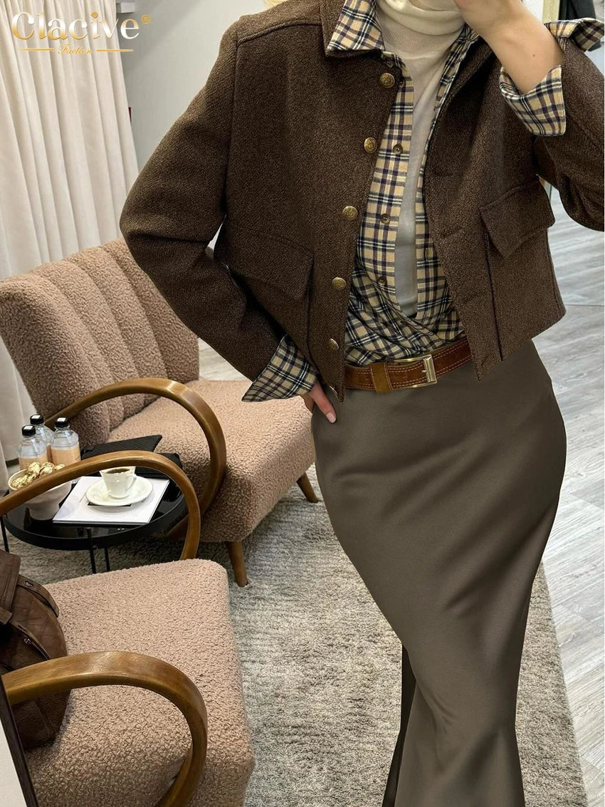 Jupe Longue Satin Marron