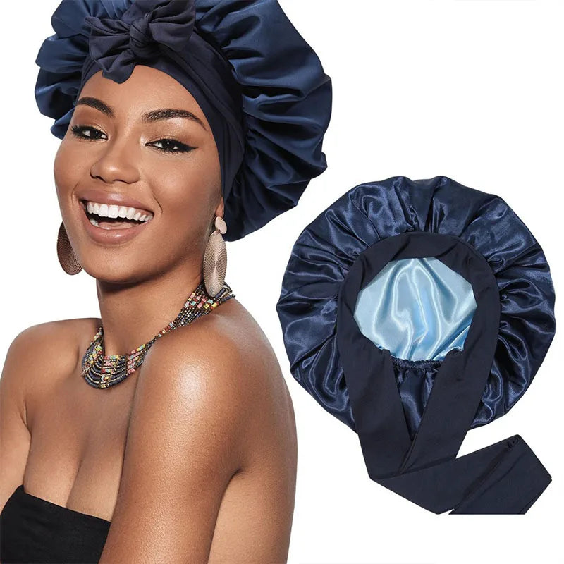 Bonnet en Satin Cheveux Bouclés