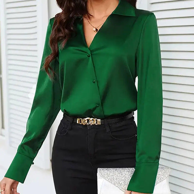 Chemise Verte en Satin
