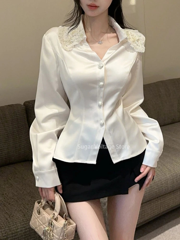 Chemise en Satin Blanche