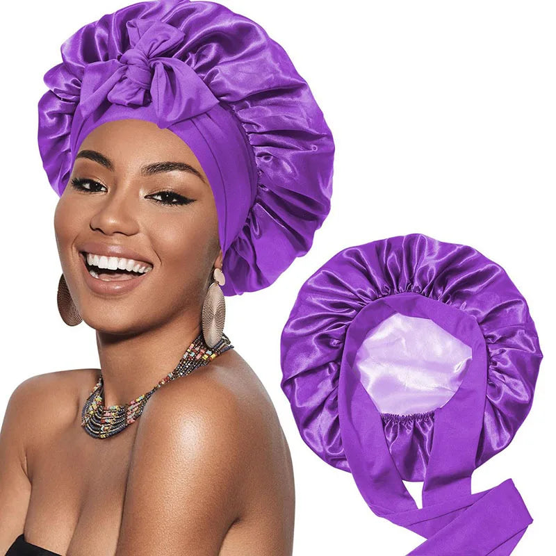 Bonnet en Satin Cheveux Bouclés