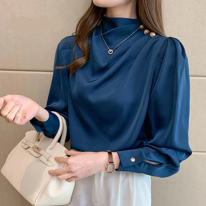 Turquoise Satin Blouse
