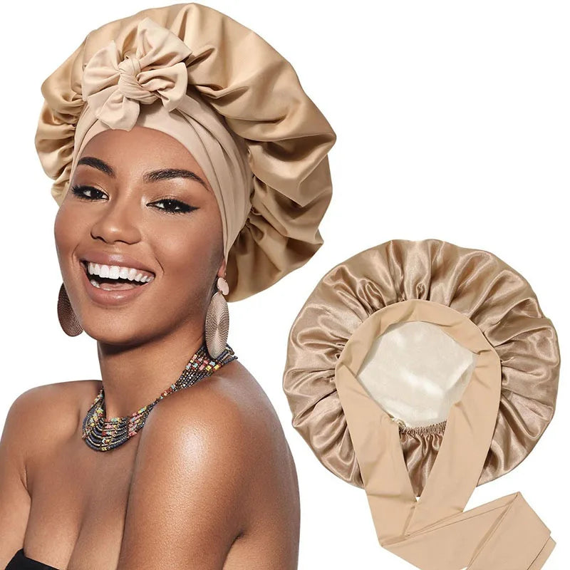 Bonnet en Satin Cheveux Bouclés