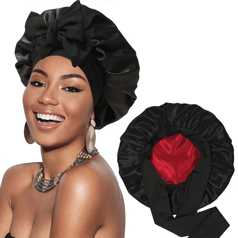 Bonnet en Satin Cheveux Bouclés