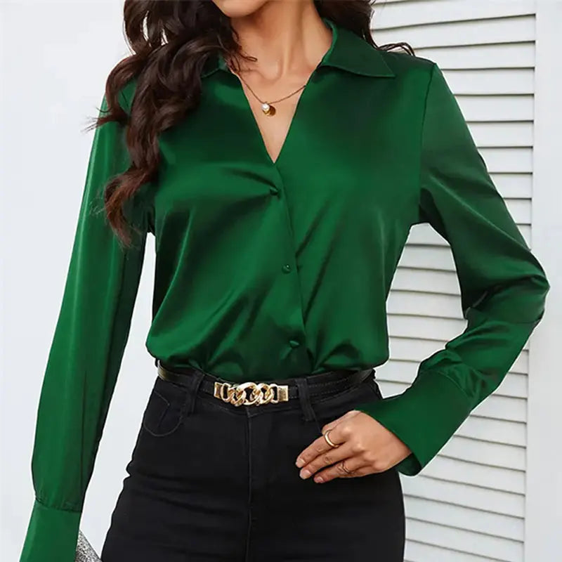 Chemise Verte en Satin