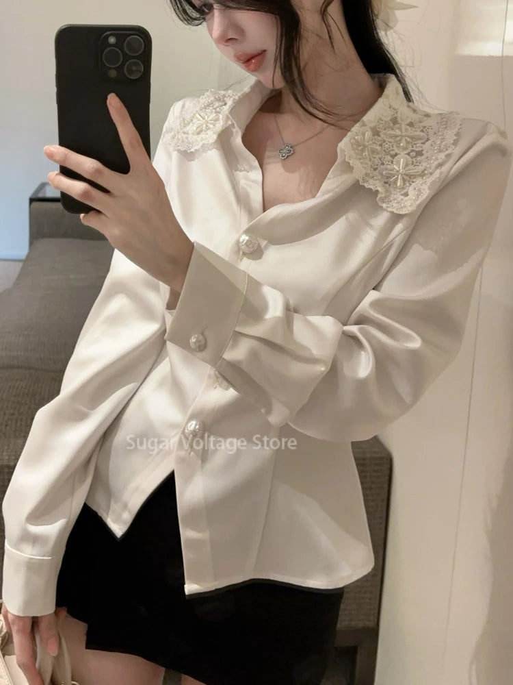 Chemise en Satin Blanche