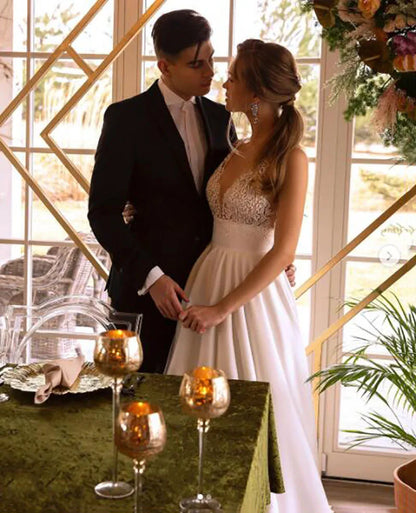 Robe en Satin et Dentelle