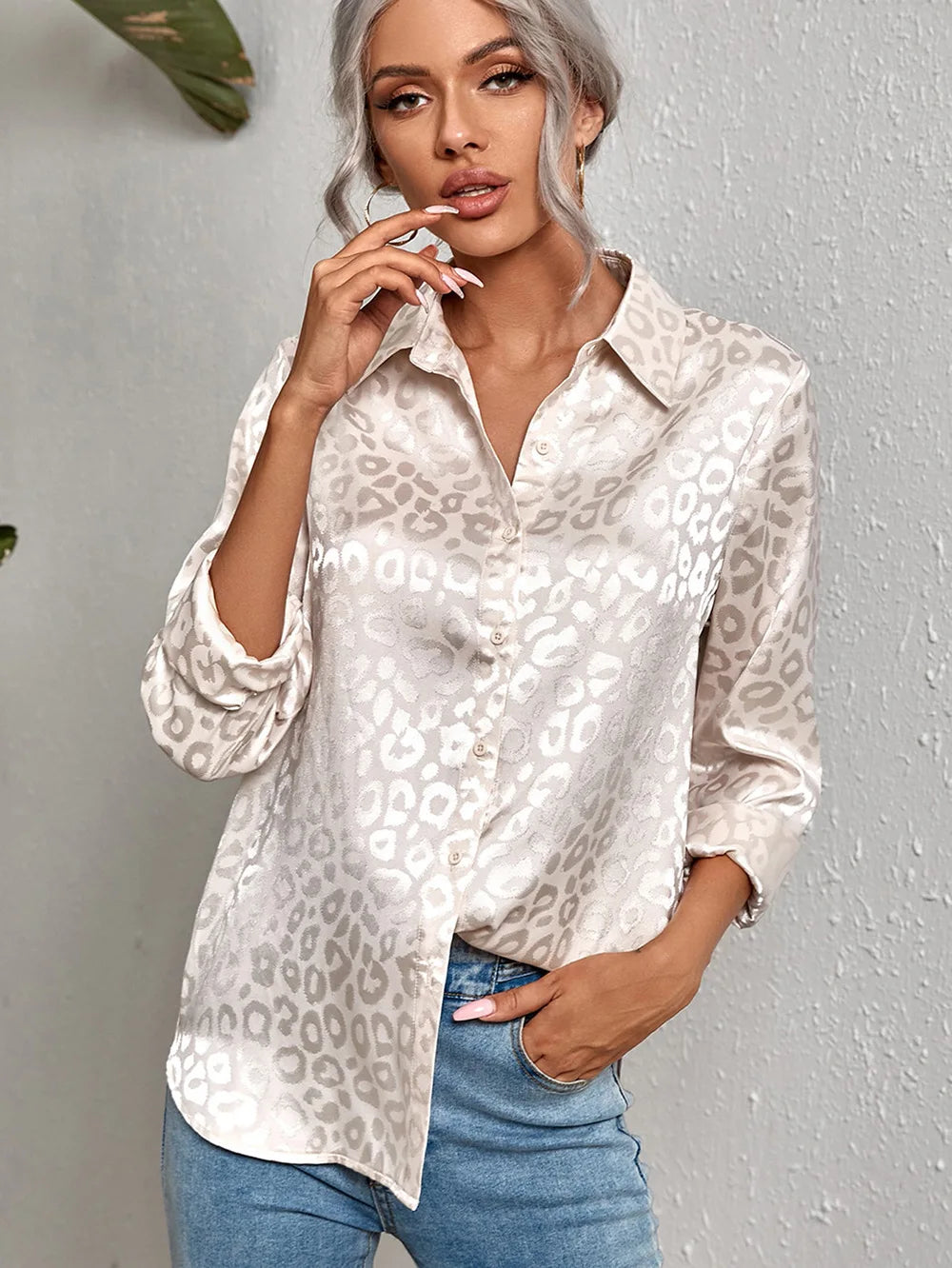 Léopard Satin Blouse