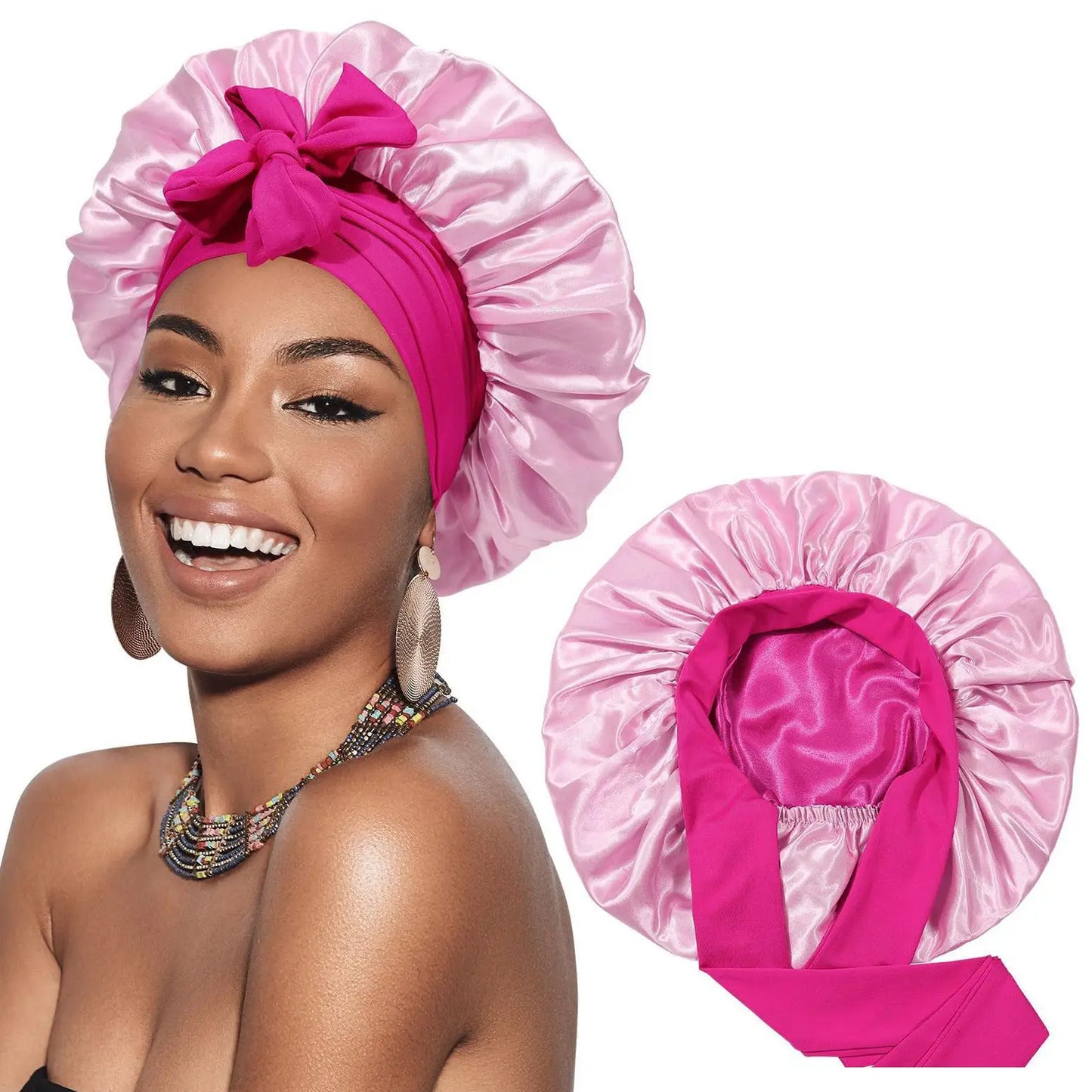 Bonnet en Satin Cheveux Bouclés
