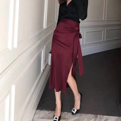 Jupe en Satin Bordeaux