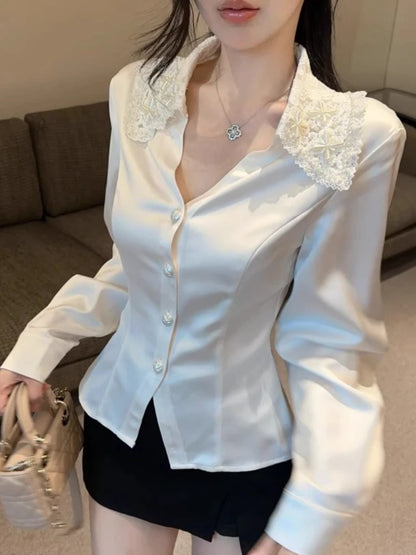 Chemise en Satin Blanche