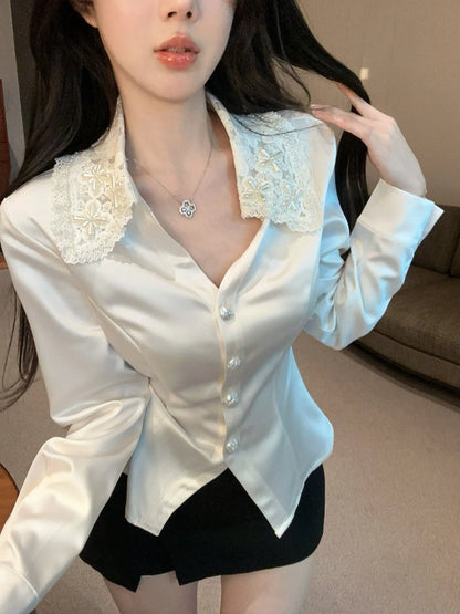 Chemise en Satin Blanche