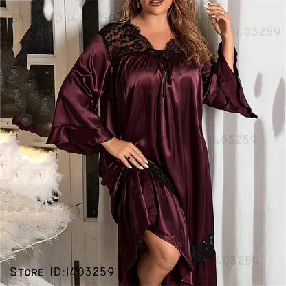 Chemise de Nuit en Satin Grande Taille