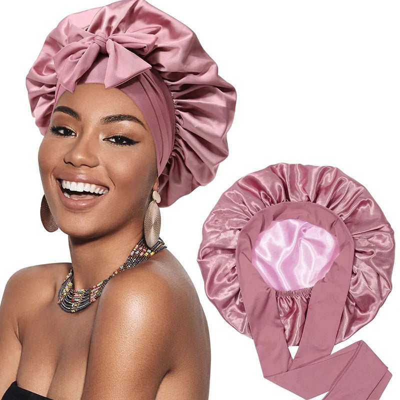 Bonnet en Satin Cheveux Bouclés