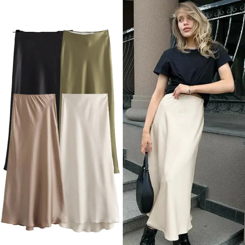 Jupe Satinée Longue