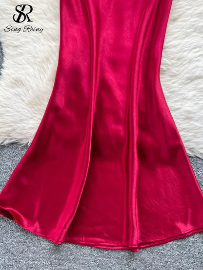 Robe en Satin Rouge