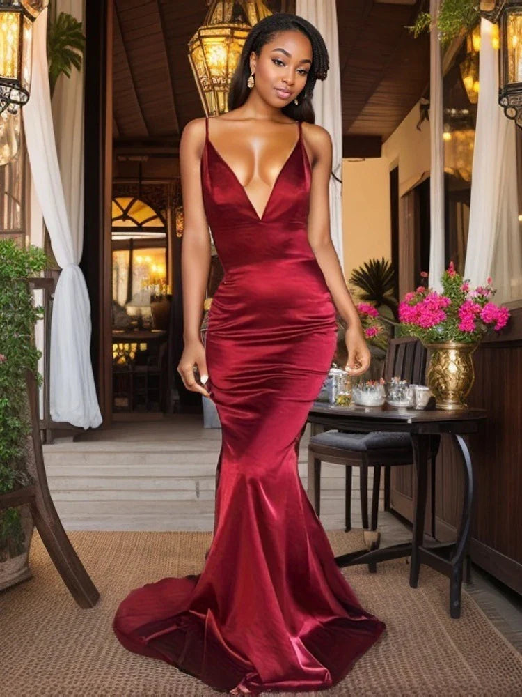 Robe Bordeaux en Satin