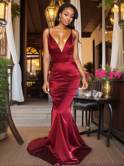 Robe Bordeaux en Satin