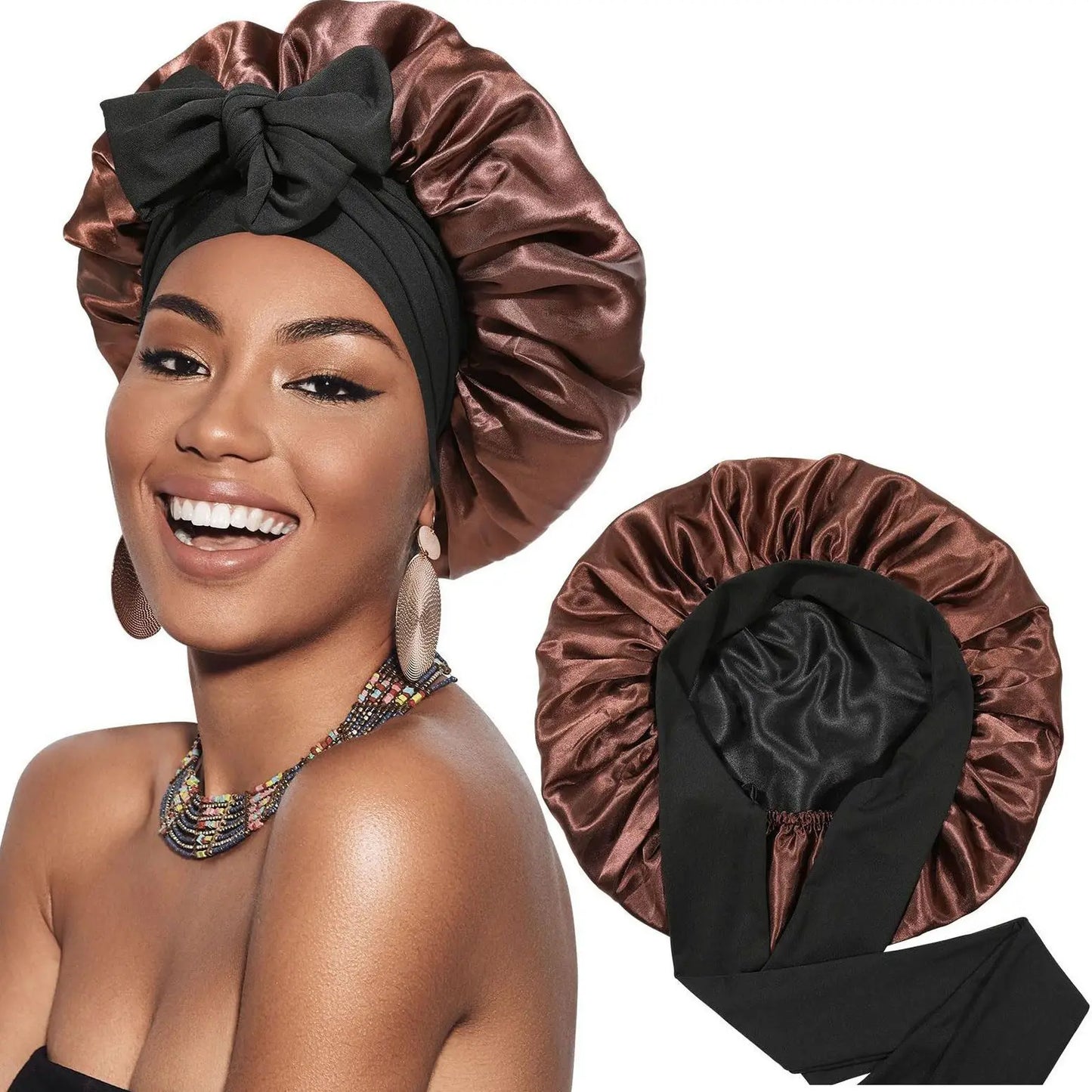 Bonnet en Satin Cheveux Bouclés