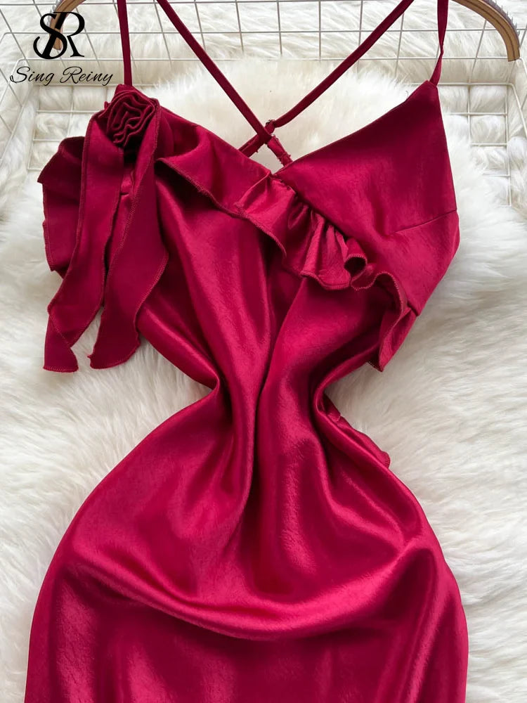 Robe en Satin Rouge