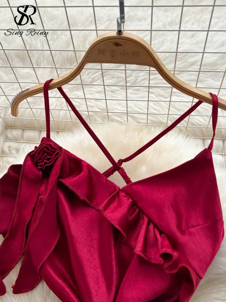 Robe en Satin Rouge