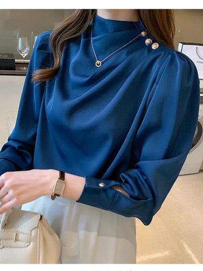Turquoise Satin Blouse