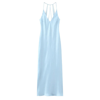 Robe en Satin Bleu Clair