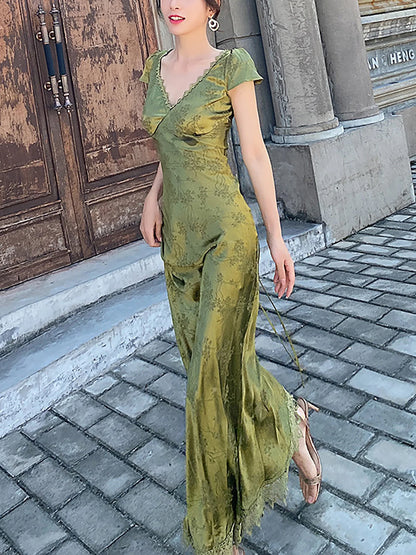 Robe en Satin Vert