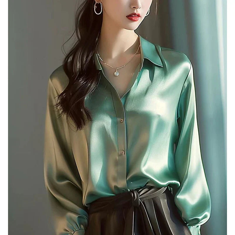 Blouse Satin Vert