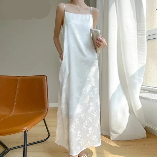 Simple Robe en Satin Longue