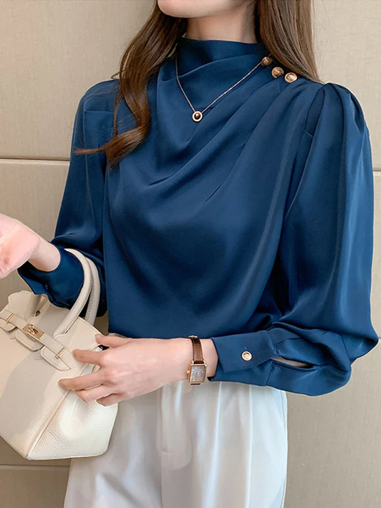 Turquoise Satin Blouse
