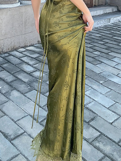 Robe en Satin Vert
