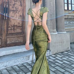 Robe en Satin Vert