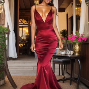 Robe Bordeaux en Satin