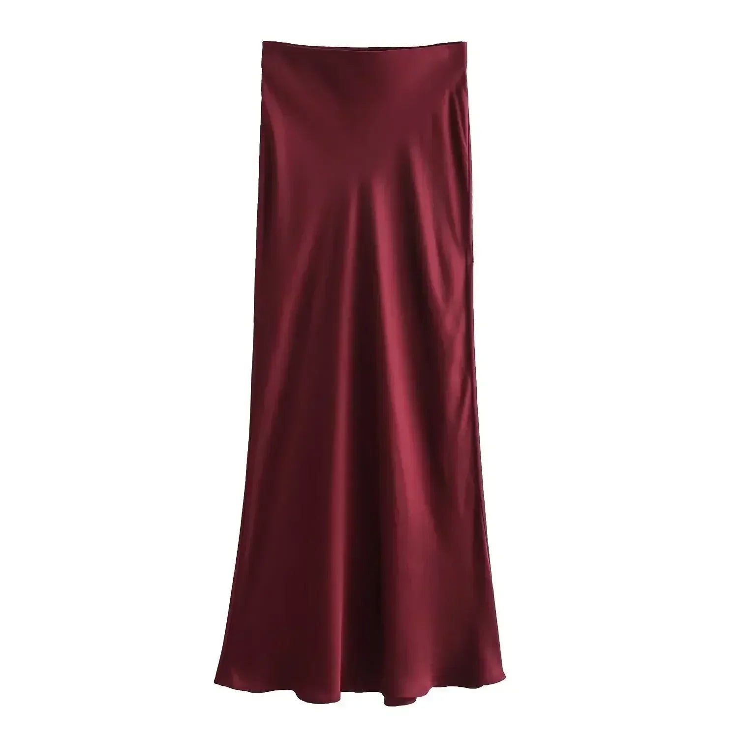 Jupe Longue Satin Bordeaux – Image 4